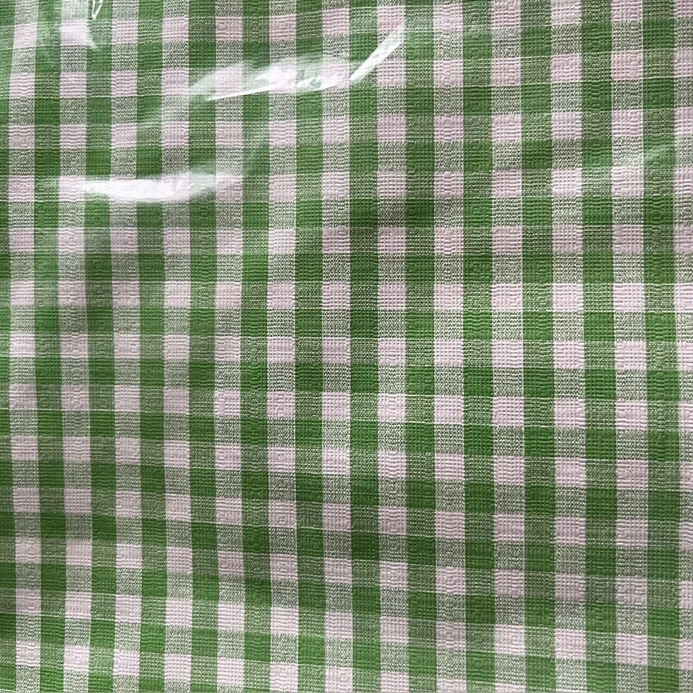 MCM Tablecloth Vinyl Gingham Green Plaid 52” x 90” Surety VTG Open Package New